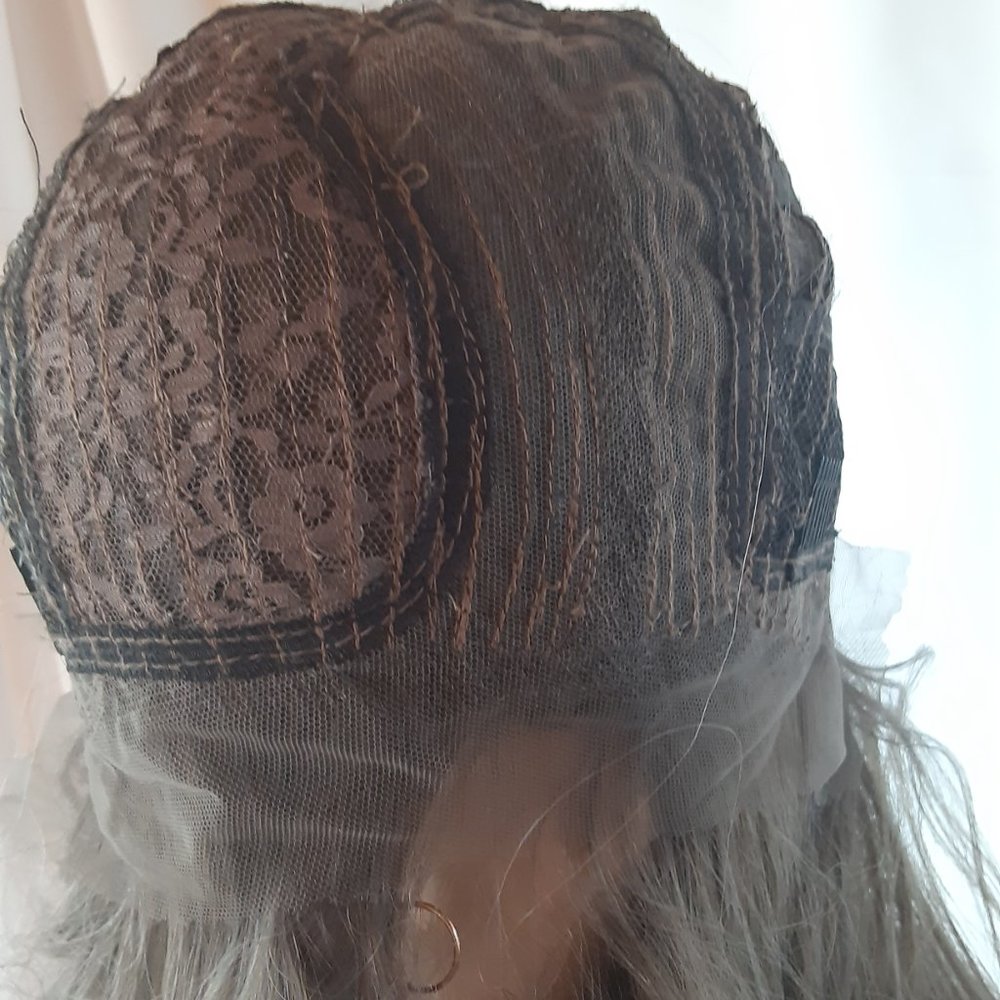EMO gray Wig gothic, lace front wig styled - Picture 7 of 8